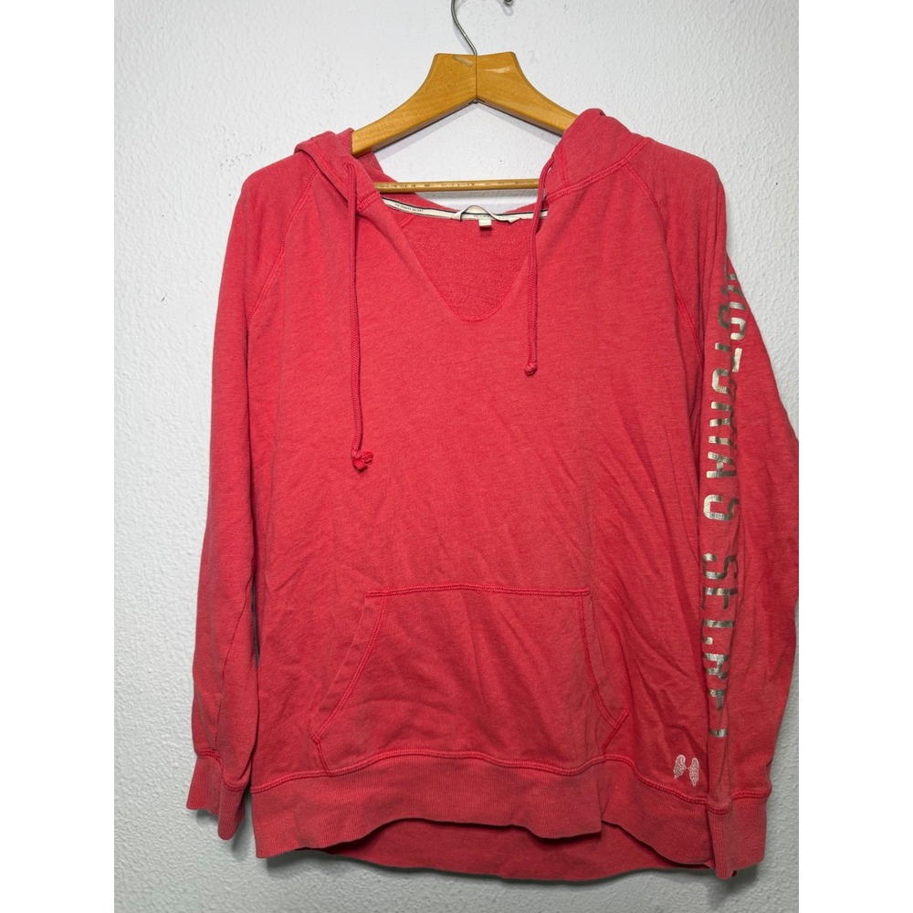 Victoria's Secret‎ Hoodie Women Medium Pink V-Neck Pullover Casual Minimalist